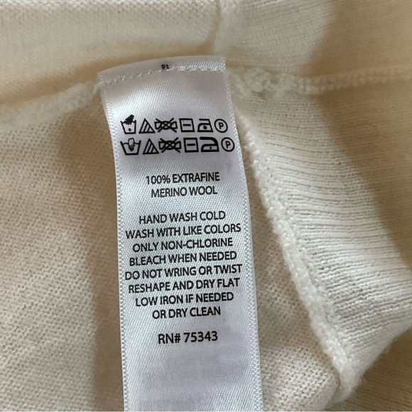 Nicole Miller Sweater Merino Wool Open Back Mock Neck Cream White Womens Sze XL‎ - Picture 6 of 8